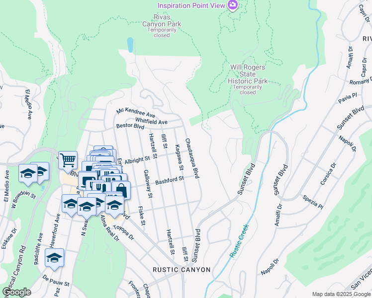 map of restaurants, bars, coffee shops, grocery stores, and more near 1101 Chautauqua Boulevard in Los Angeles