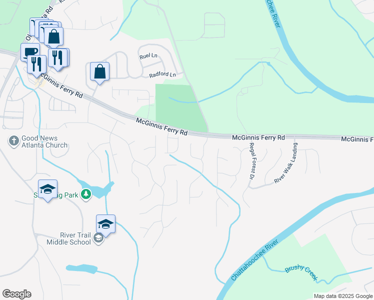 map of restaurants, bars, coffee shops, grocery stores, and more near 809 Morganton Drive in Johns Creek