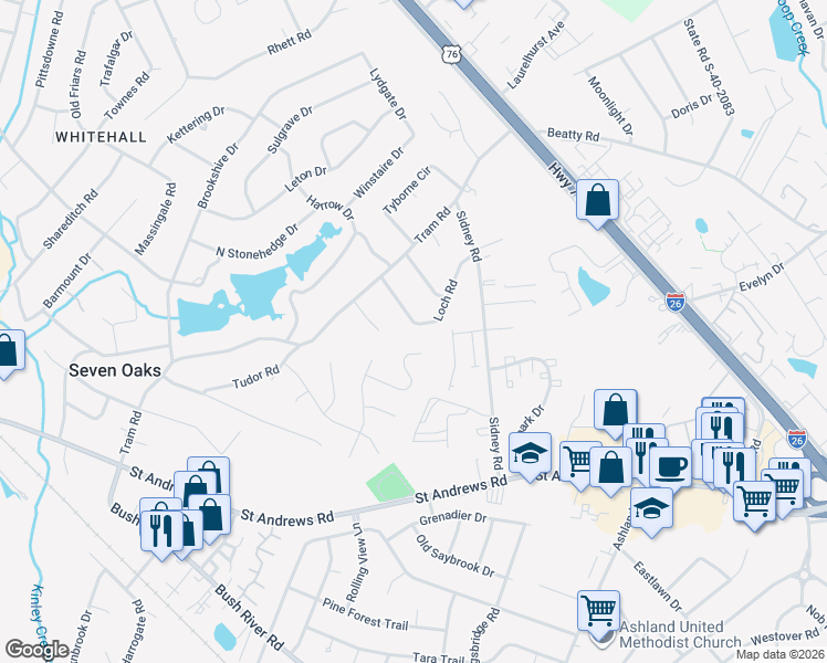 map of restaurants, bars, coffee shops, grocery stores, and more near 130 Loch Road in Columbia