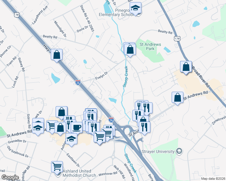 map of restaurants, bars, coffee shops, grocery stores, and more near 12 A Courtyard in Columbia