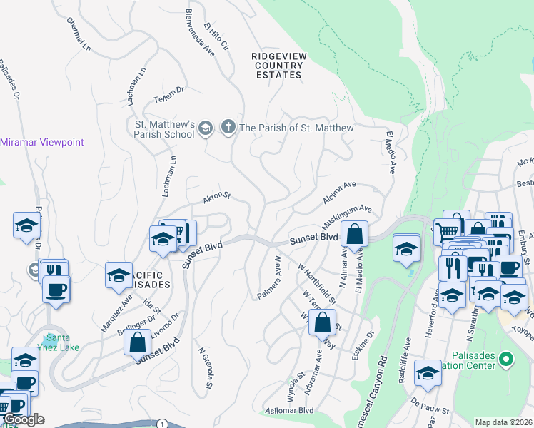 map of restaurants, bars, coffee shops, grocery stores, and more near 842 Bienveneda Avenue in Los Angeles