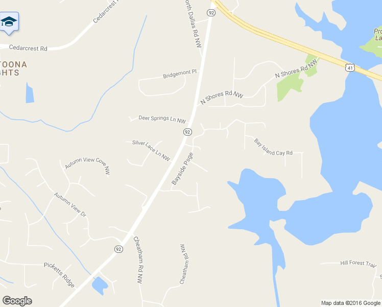 map of restaurants, bars, coffee shops, grocery stores, and more near 3820 Bayside Passage in Acworth
