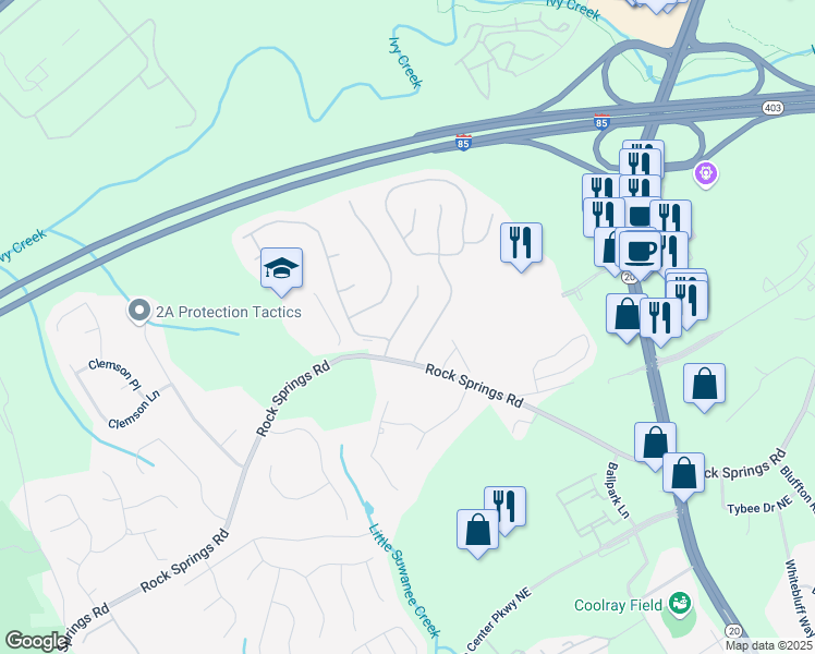 map of restaurants, bars, coffee shops, grocery stores, and more near 3055 Baymount Drive in Lawrenceville
