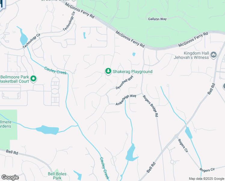 map of restaurants, bars, coffee shops, grocery stores, and more near 7185 Devonhall Way in Duluth