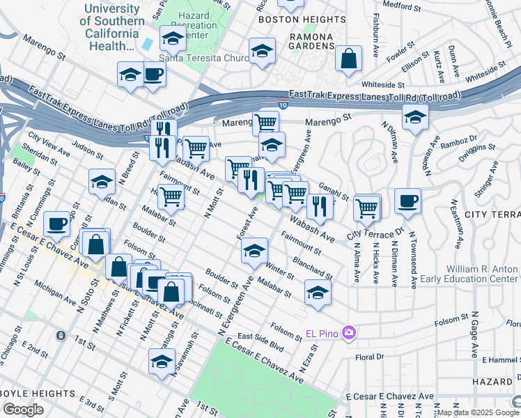 map of restaurants, bars, coffee shops, grocery stores, and more near 911 Forest Avenue in Los Angeles