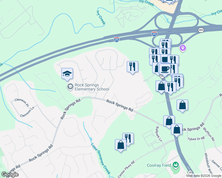 map of restaurants, bars, coffee shops, grocery stores, and more near 2975 Sentinel Parkway in Lawrenceville