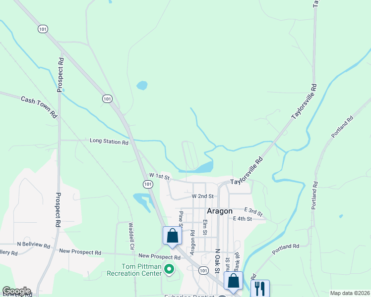 map of restaurants, bars, coffee shops, grocery stores, and more near 11 Magnolia Street in Aragon