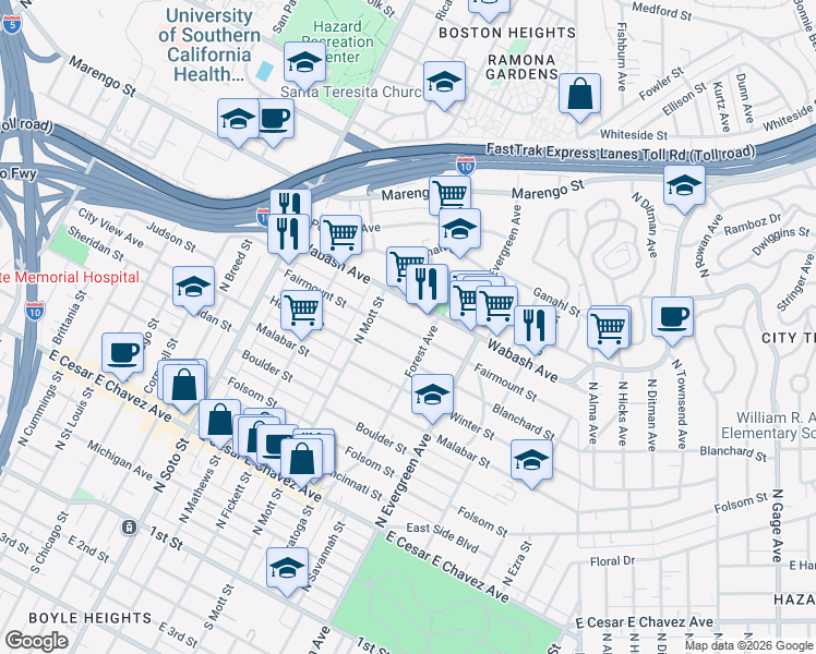 map of restaurants, bars, coffee shops, grocery stores, and more near 911 Forest Avenue in Los Angeles