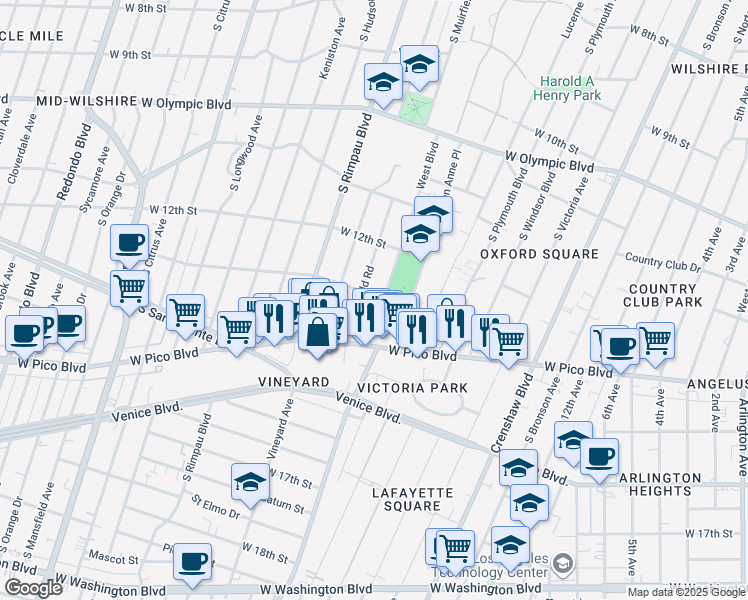 map of restaurants, bars, coffee shops, grocery stores, and more near 4506 Dockweiler Street in Los Angeles