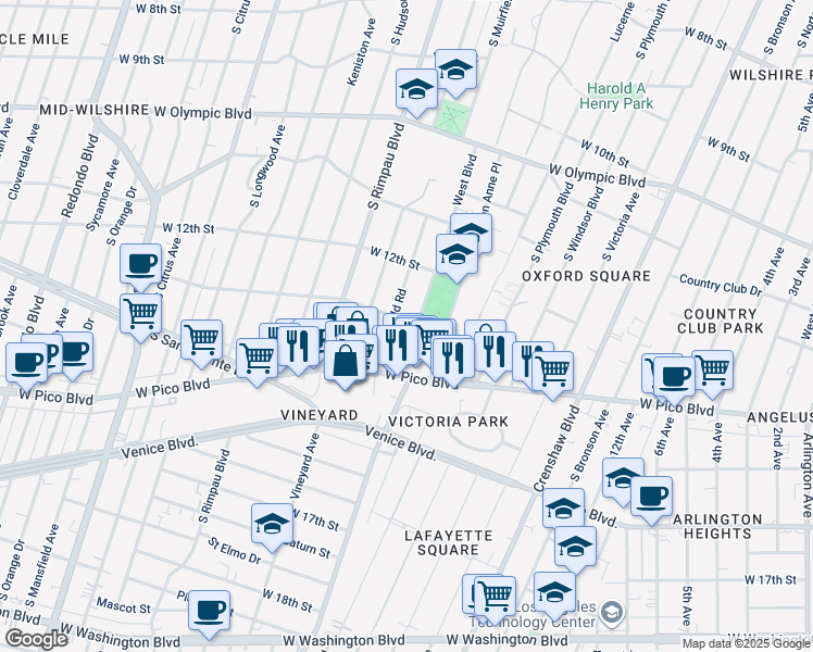 map of restaurants, bars, coffee shops, grocery stores, and more near 4506 Dockweiler Street in Los Angeles