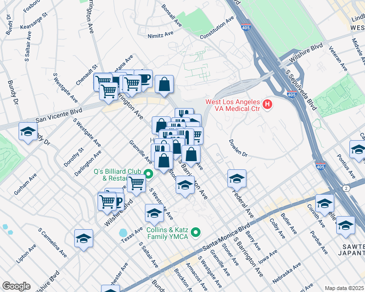 map of restaurants, bars, coffee shops, grocery stores, and more near in Los Angeles