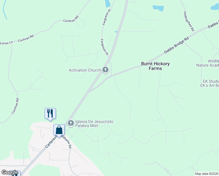 map of restaurants, bars, coffee shops, grocery stores, and more near 149 Dabbs Bridge Road in Dallas