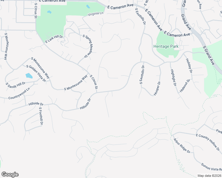 map of restaurants, bars, coffee shops, grocery stores, and more near 3025 Hillside Drive in West Covina