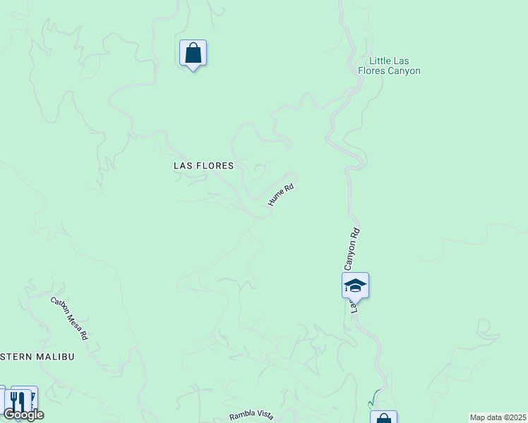 map of restaurants, bars, coffee shops, grocery stores, and more near 2878 Hume Road in Malibu