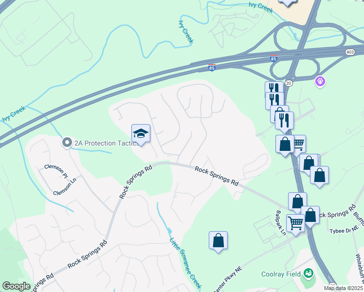 map of restaurants, bars, coffee shops, grocery stores, and more near 3055 Baymount Drive in Lawrenceville