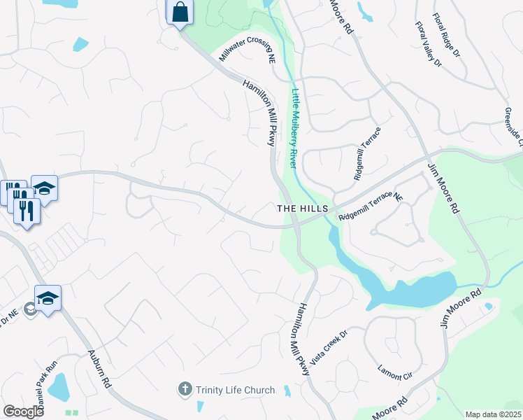 map of restaurants, bars, coffee shops, grocery stores, and more near 1733 Crossvale Drive in Dacula