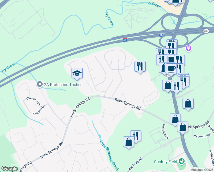 map of restaurants, bars, coffee shops, grocery stores, and more near 3055 Baymount Drive in Lawrenceville
