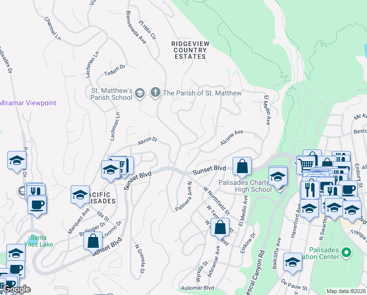 map of restaurants, bars, coffee shops, grocery stores, and more near 842 Bienveneda Avenue in Los Angeles