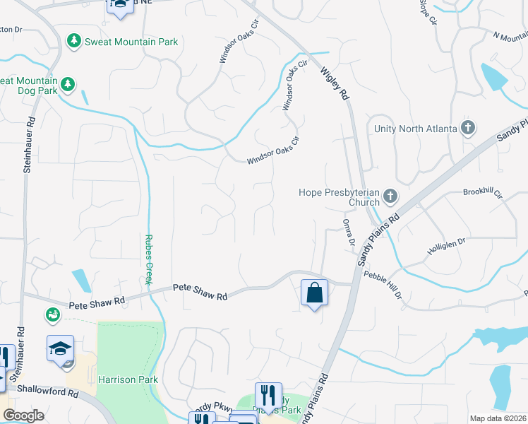 map of restaurants, bars, coffee shops, grocery stores, and more near 4182 Summit Way in Marietta