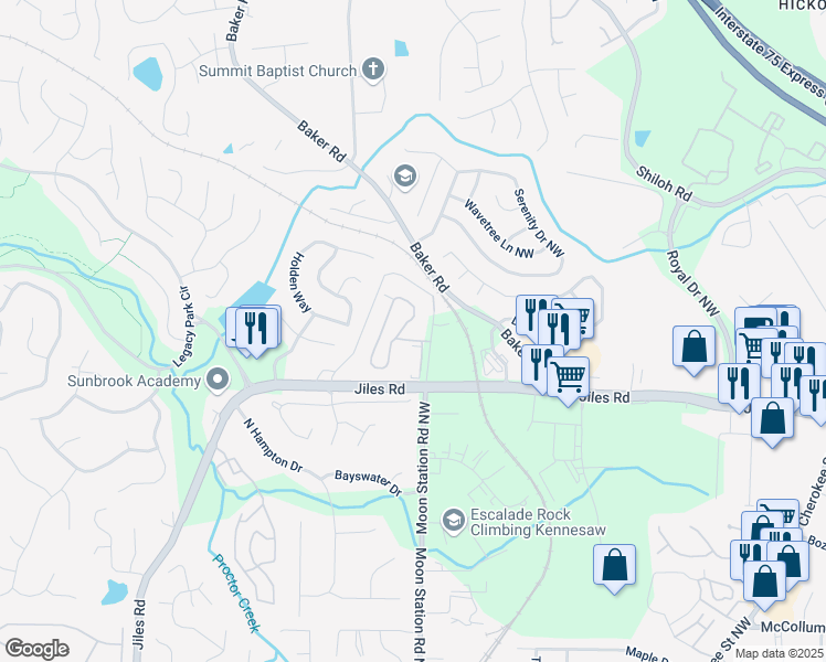map of restaurants, bars, coffee shops, grocery stores, and more near 3706 Vineyards Lake Circle in Kennesaw