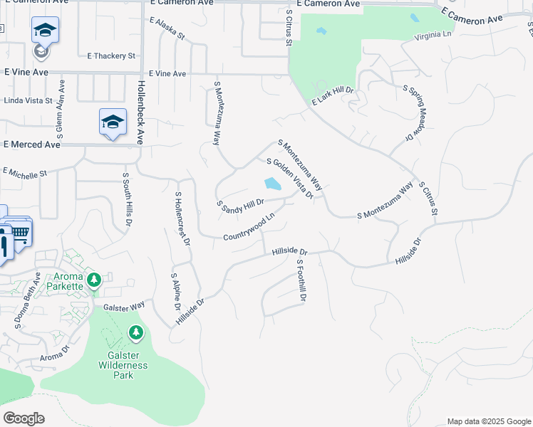 map of restaurants, bars, coffee shops, grocery stores, and more near 2847 Countrywood Lane in West Covina
