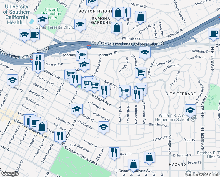 map of restaurants, bars, coffee shops, grocery stores, and more near 1035 Stone Street in Los Angeles