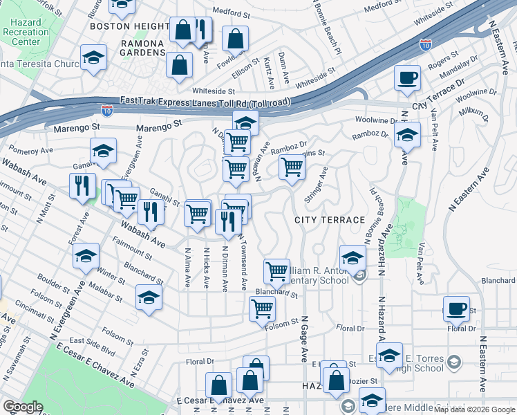 map of restaurants, bars, coffee shops, grocery stores, and more near 1134 North Rowan Avenue in Los Angeles
