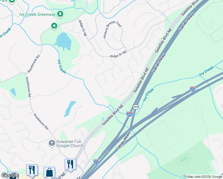map of restaurants, bars, coffee shops, grocery stores, and more near 326 Canterbury Place Drive in Suwanee