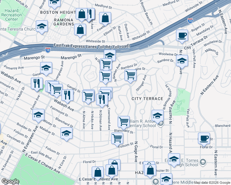 map of restaurants, bars, coffee shops, grocery stores, and more near 1134 North Rowan Avenue in Los Angeles