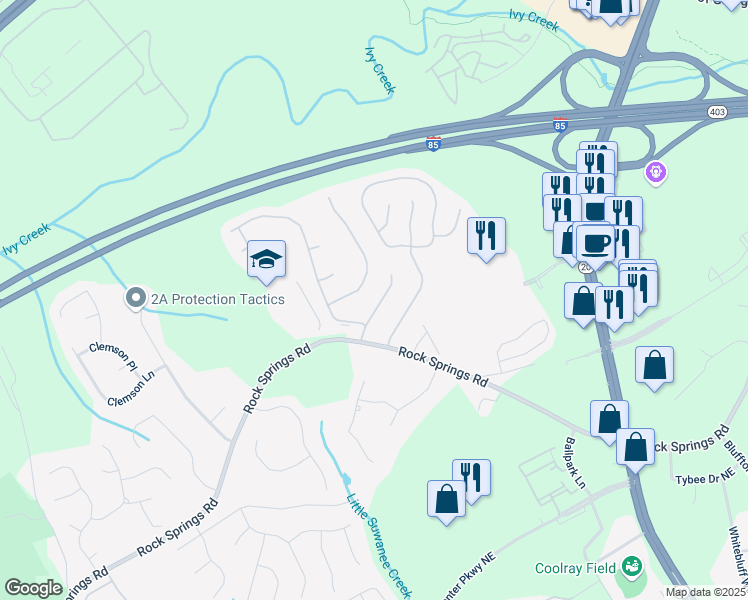 map of restaurants, bars, coffee shops, grocery stores, and more near 3060 Baymount Drive in Lawrenceville