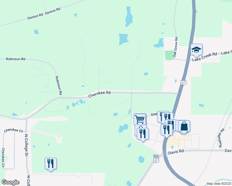map of restaurants, bars, coffee shops, grocery stores, and more near Cherokee Road in Cedartown