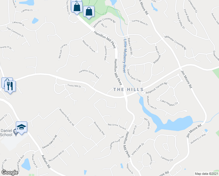map of restaurants, bars, coffee shops, grocery stores, and more near 1738 Crossvale Drive in Dacula