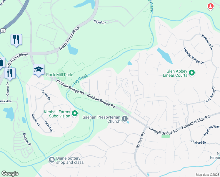 map of restaurants, bars, coffee shops, grocery stores, and more near 11139 Blackbird Lane in Alpharetta