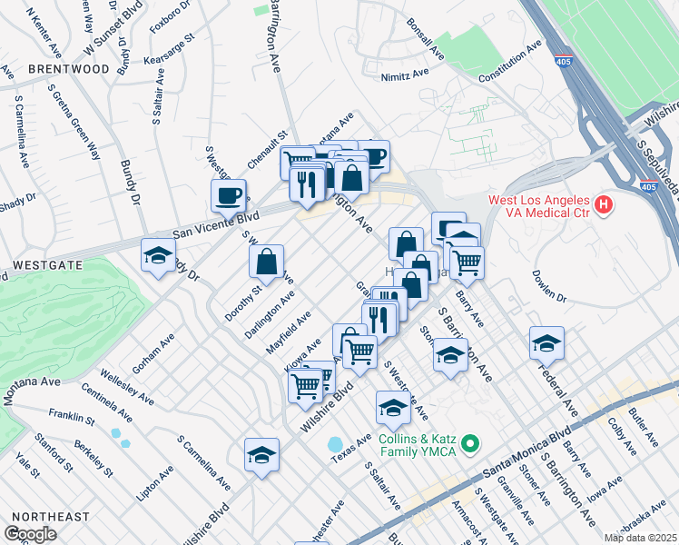 map of restaurants, bars, coffee shops, grocery stores, and more near in Los Angeles