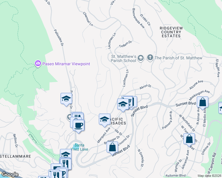 map of restaurants, bars, coffee shops, grocery stores, and more near 753 Jacon Way in Los Angeles
