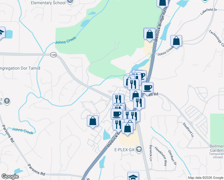 map of restaurants, bars, coffee shops, grocery stores, and more near 817 Millwork Circle in Duluth