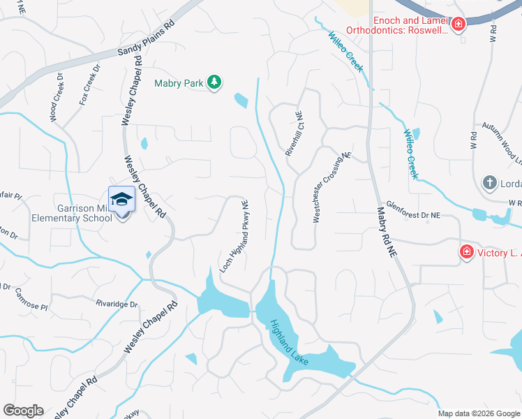map of restaurants, bars, coffee shops, grocery stores, and more near 4191 Westchester Trace in Roswell
