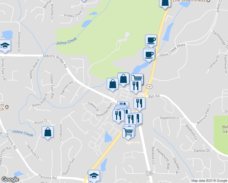 map of restaurants, bars, coffee shops, grocery stores, and more near 817 Millwork Circle in Duluth