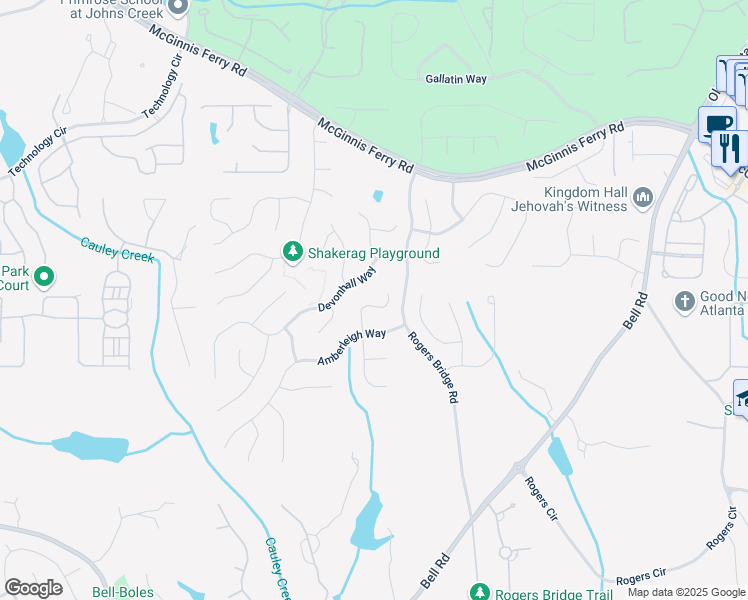 map of restaurants, bars, coffee shops, grocery stores, and more near 11060 Pennbrooke Crossing in Duluth