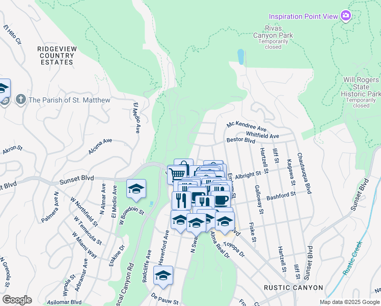 map of restaurants, bars, coffee shops, grocery stores, and more near 15469 Albright Street in Los Angeles
