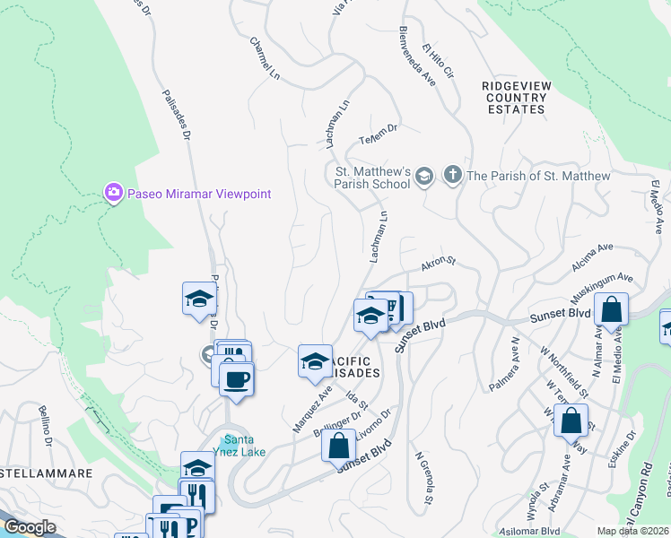 map of restaurants, bars, coffee shops, grocery stores, and more near 753 Jacon Way in Los Angeles