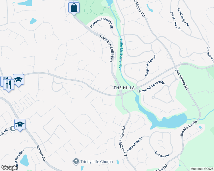 map of restaurants, bars, coffee shops, grocery stores, and more near 1733 Crossvale Drive in Dacula