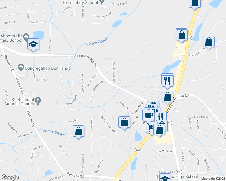 map of restaurants, bars, coffee shops, grocery stores, and more near 11052 Lorin Way in Duluth