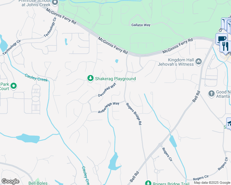 map of restaurants, bars, coffee shops, grocery stores, and more near 11060 Pennbrooke Crossing in Duluth