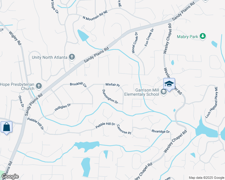 map of restaurants, bars, coffee shops, grocery stores, and more near 3861 Hanover Court in Marietta