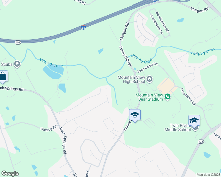map of restaurants, bars, coffee shops, grocery stores, and more near 2377 Ashbury Court in Buford