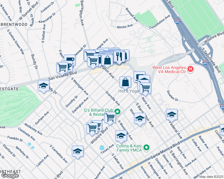 map of restaurants, bars, coffee shops, grocery stores, and more near in Los Angeles