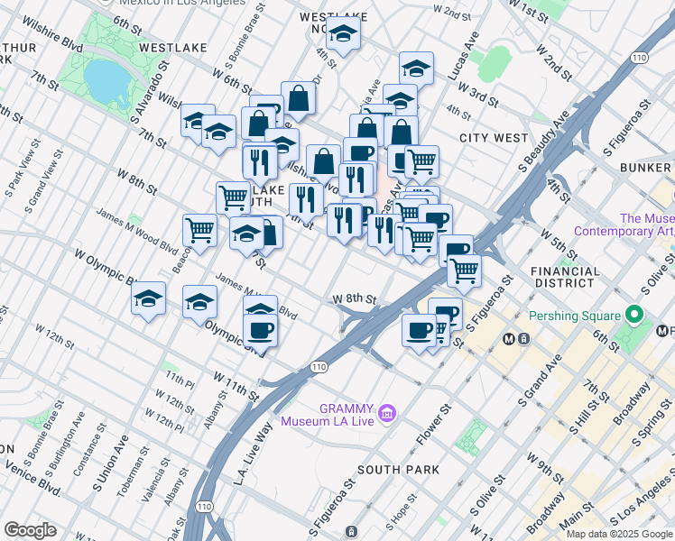 map of restaurants, bars, coffee shops, grocery stores, and more near 720 Hartford Avenue in Los Angeles