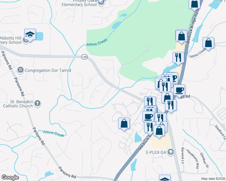 map of restaurants, bars, coffee shops, grocery stores, and more near 11052 Lorin Way in Duluth
