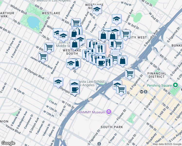 map of restaurants, bars, coffee shops, grocery stores, and more near 744 Hartford Avenue in Los Angeles